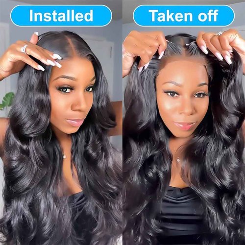 ZIYGBK 16 Inch 5x5 HD Lace Closure Wigs Human Hair Wear and Go Glueless Wigs Human Hair Pre Plucked Pre Cut 200% Density Body Wave Lace Front Wigs Human Hair for Black Women