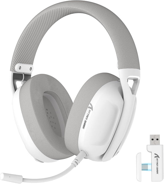 ZIYOU LANG L80 Wireless Gaming Headset Ultralight Over Ear with 2.4Ghz USB C&A Dongle/Bluetooth 5.3/3.5mm Wired Detachable Mic Stereo Sound 600mAh Battery for PC Mac PS4 PS5 Switch Win Gamer(White)