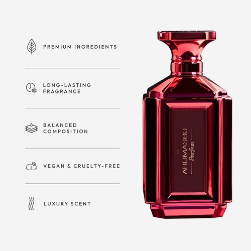 Aroma360 Women's Perfume - Luxurious Fragrance - Notes of Grapefruit, Amber, Peppercorn & Sea Moss - Red, 100mL/3.38 fl oz