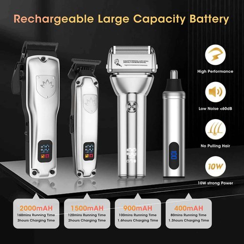 QREEYX Professional Hair Clippers for Men, Cordless Hair Clippers T-Blade Trimmer Nose Hair Trimmer Electric Shaver Set, Haircut Grooming Kit with LED Display, for Barber, Ideal Gift for Him