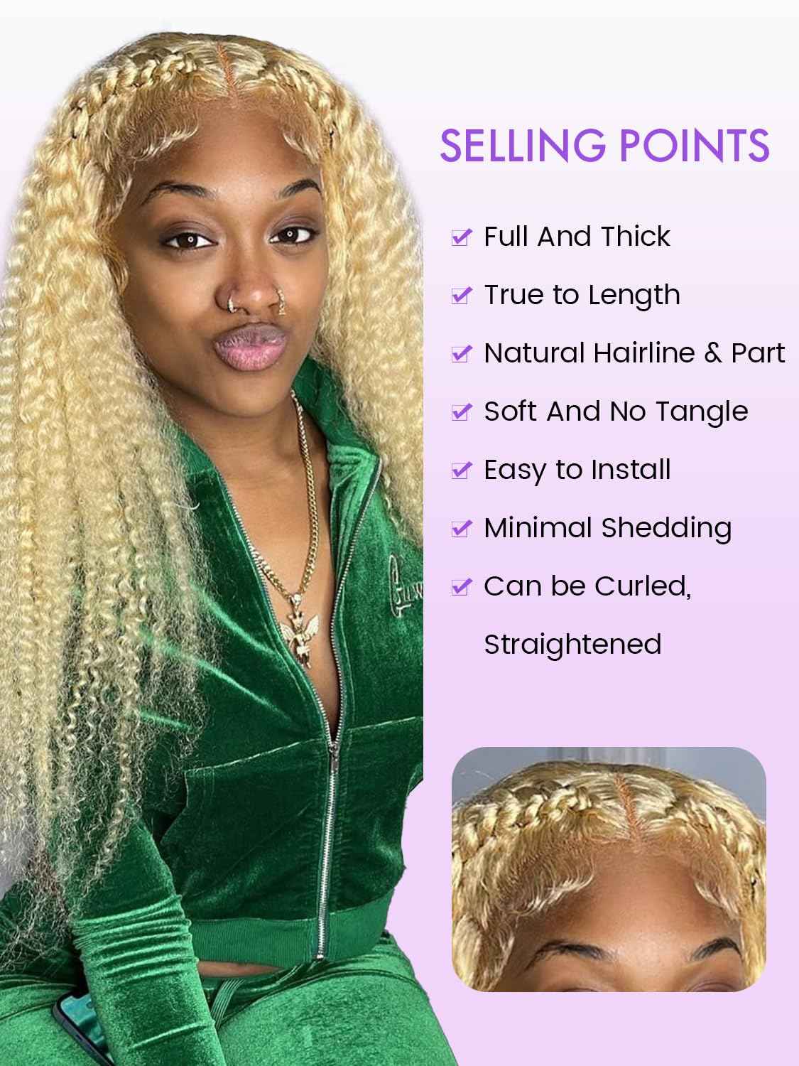 Grcabeir 613 13x6 Lace Front Wig Human Hair 20 Inch Blonde Wig Human Hair 613 Deep Wave HD Lace Front Wigs 200% Density Pre Plucked With Baby Hair for Women