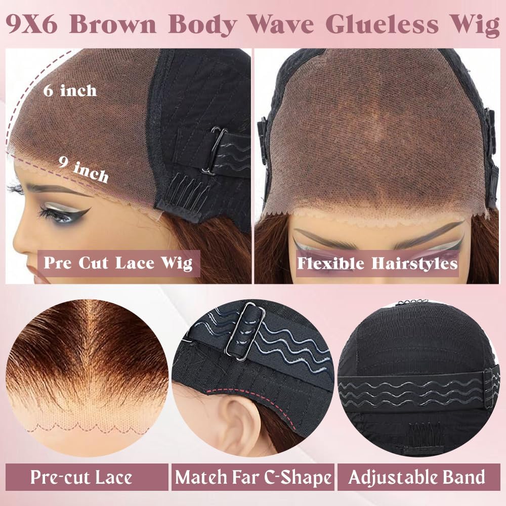 28 Inch Chocolate Brown Lace Front Wig Brown Deep Wave Wig Human Hair 9x6 220 Density Chocolate Brown Curly Wig Human Hair Brown Glueless Wigs Human Hair Pre Plucked Pre Cut #4 Dark Brown Wig