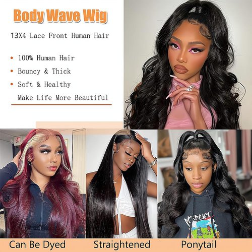 Adyutrlia Body Wave Wigs Human Hair 180% Density 13x4 HD Lace Front Wigs Human Hair Pre Plucked Body Wave Glueless Wigs Human Hair Lace Frontal Wigs for Women 22 Inch