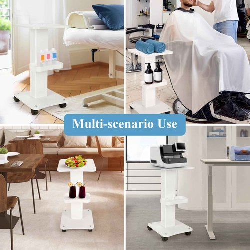 tonchean 3 Tier Beauty Cart, Esthetician Trolley Cart with Wheels, Aluminum Salon Spa Beauty Machine Trolley Stand for Beauty Instrument Storage, Load 220 lbs, 27x15x13 Inch