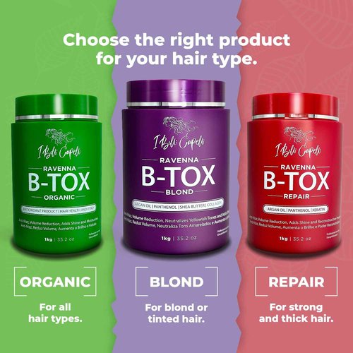 I Belli Capelli Ravenna B-tox Kit - Hair Smoothing Treatment with Argan Oil Mask 500g - Formaldehyde-Free, Anti-Frizz (1 Treatment + 1 Mask)