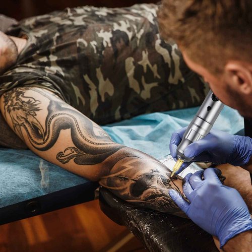Cordless Tattoo Machine Pen Kit -BIOMASER Rotary CORELESS Tattoo Machine Pen with Two Batteries 20pcs Cartridges needle for Professionals and Beginners Tattoo Artists