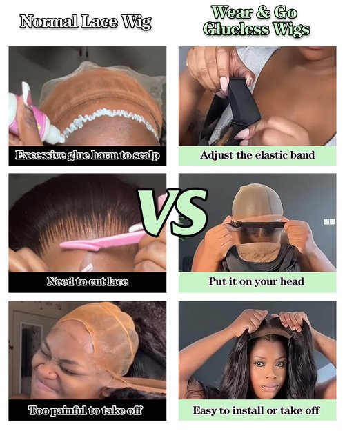 9x6 Glueless Wigs Human Hair Pre Plucked Pre Cut Body Wave Lace Front Wigs 200% Density Human Hair Wear and Go Glueless Pre Bleached Knots Wig 18 Inch