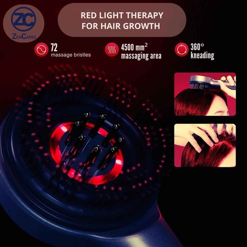 ZenCares 3 in 1 Hair Scalp Massager & Oil Applicator for Hair Growth, Electric Hair Brush with Oil Dispenser, Scalp Massager. (Red)