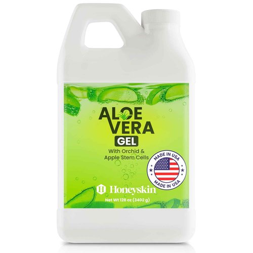 Organic 100% Aloe Vera Gel for Face & Body with Manuka Honey - A Fresh Aloe Vera Plant, No Powder - Sunburn Relief - Aloe Vera Gel for Hair (1 Gallon)