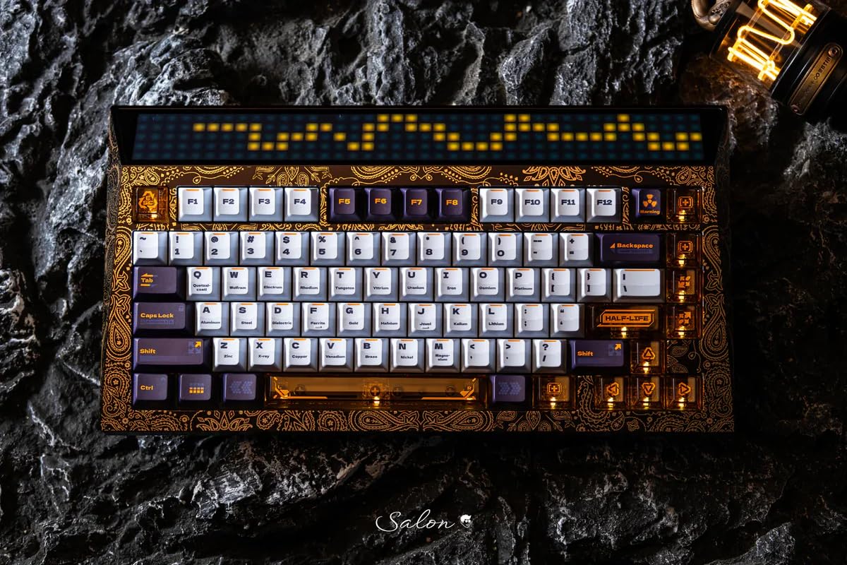 Angry miao Gold Paisley 75 Key Wireless Mechanical Gaming Keyboard, Electronic PC Computer Keyboards for Tri-Mode Connection, Leaf Spring Mount Custom Internals Hotswapable Switch Bundle
