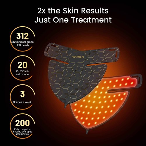 Avorla LED face Mask, Skin Light Therapy Mask, Infrared Light Treatment, Photon Mask, Portable Facial Skincare for Home and Travel