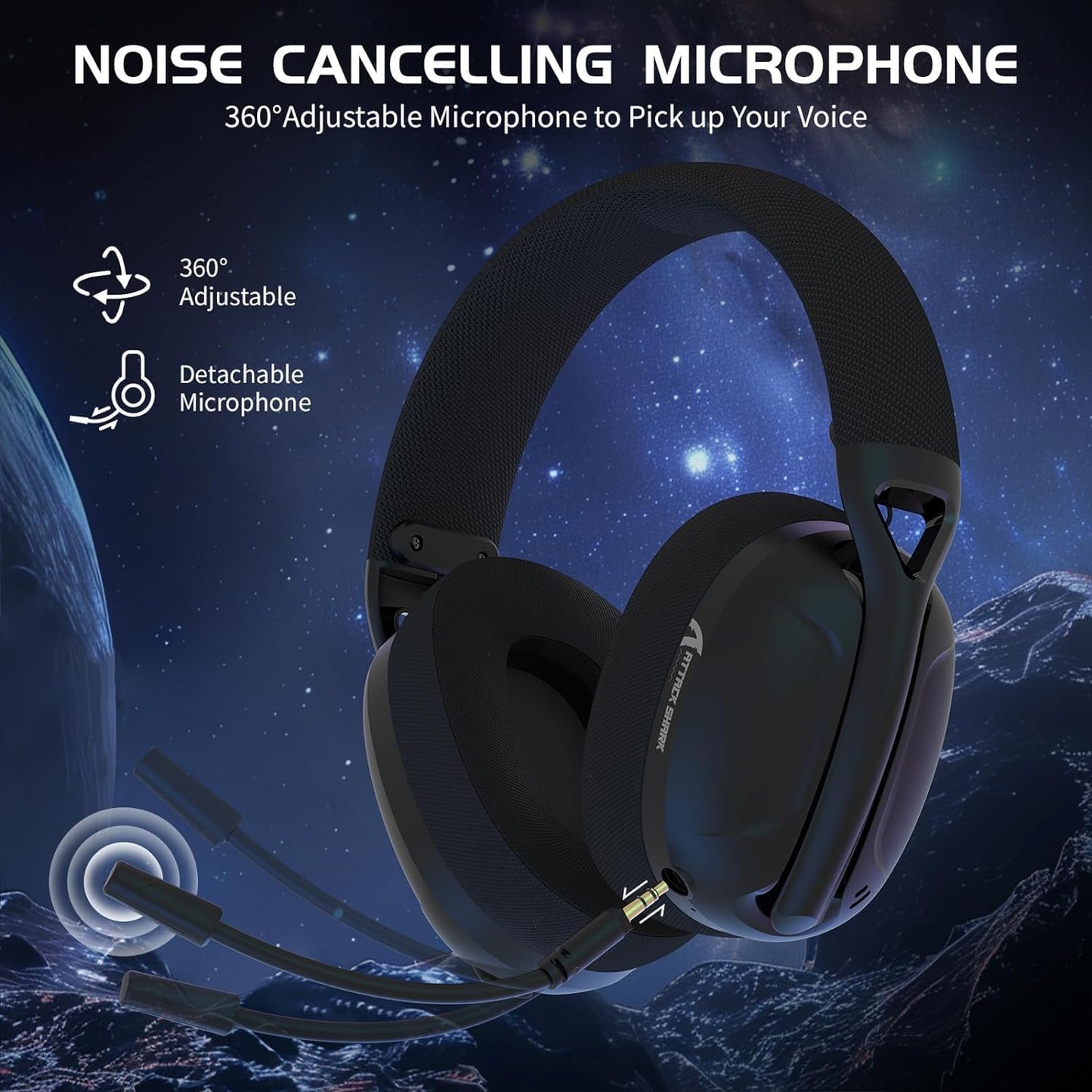 ZIYOU LANG L80 Wireless Gaming Headset Ultralight Over Ear with 2.4Ghz USB C&A Dongle/Bluetooth 5.3/3.5mm Wired Detachable Mic Stereo Sound 600mAh Battery for PC Mac PS4 PS5 Switch Win Gamer(White)