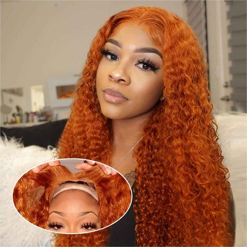 Ailwelia Curly Bob Wig Human Hair Deep Wave 200% Density 5x5 HD Lace Closure Wigs Human Hair Bob Wigs For Black Women Wear And Go Glueless Curly Wig Ginger Color 26 Inch