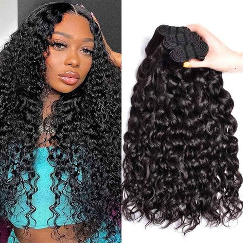 12 14 16 Inch Water Wave Human Hair Bundles 12A 100% Unprocessed Wet And Wavy Curly Bundles Human Hair 100% Unprocessed Curly Weave Bundle Natural Color