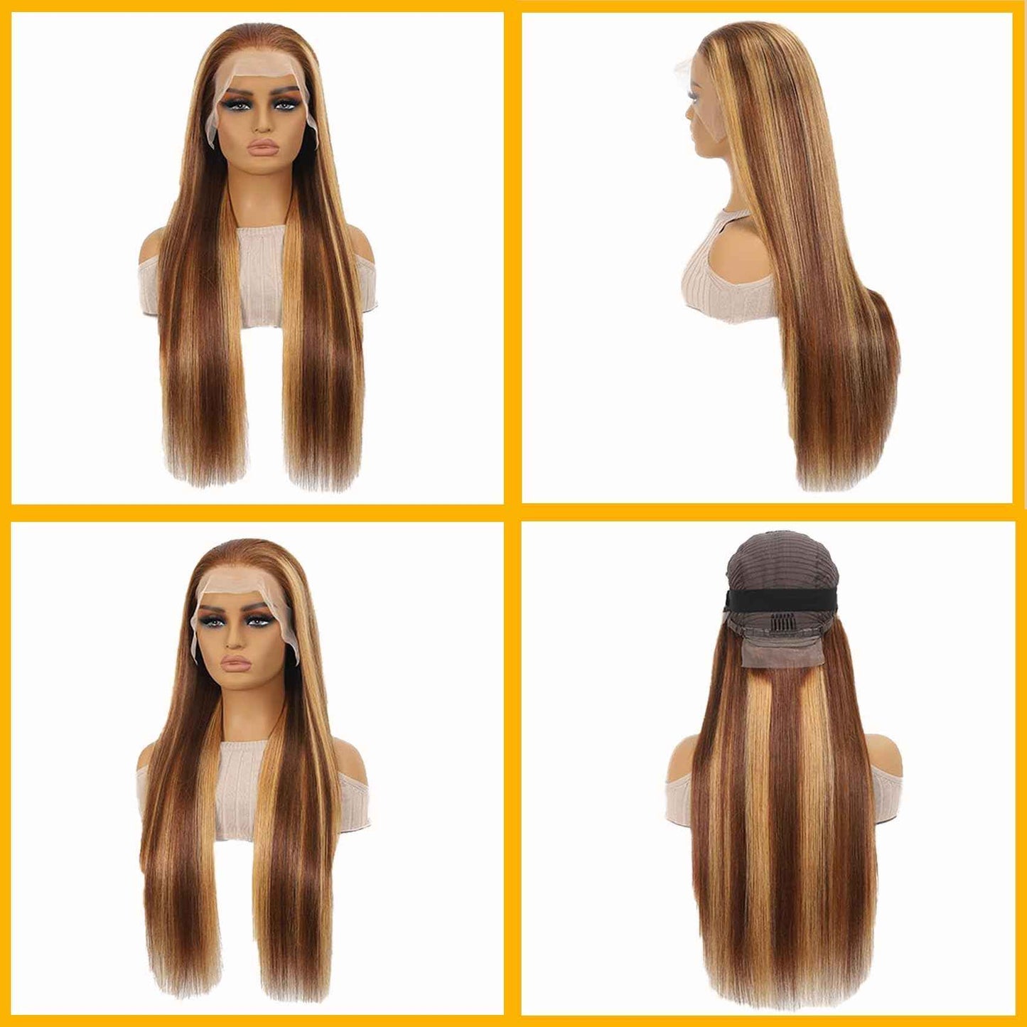 Honey Blonde Ombre Lace Front Wig Human Hair 4/27 Colored Body Wave 13x6 HD Lace Front Wigs Human Hair Pre Plucked with Baby Hair Frontal Wigs for Women 180% Density 22 Inch