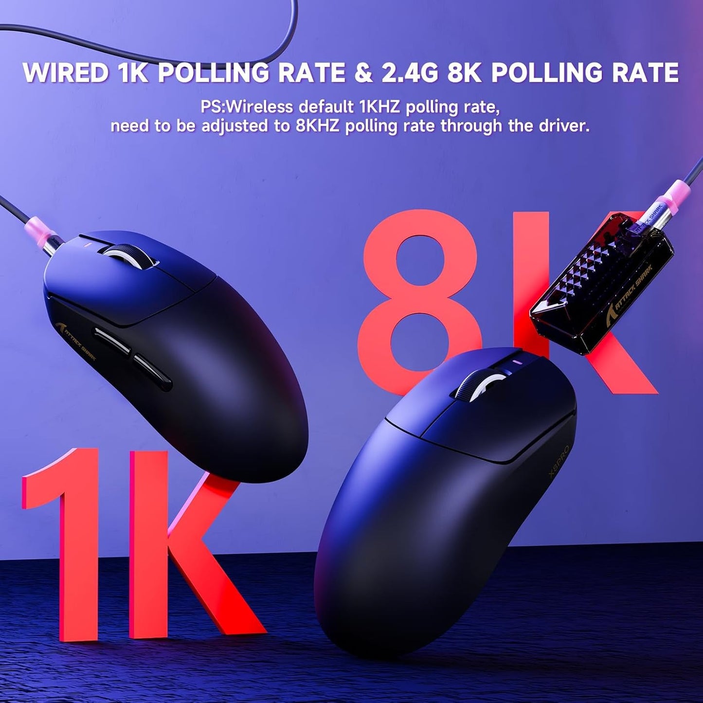 Attack Shark ajazz AK820 Mechanical Gaming Keyboard and X8 PRO Wireless Gaming Mouse-Black
