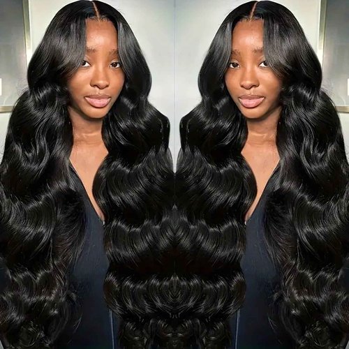 13x6 HD Frontal Wig 250 Density HD Lace Front Wigs Human Hair Pre Plucked with Baby Hair Brazilian Virgin Hair Glueless Body Wave Wig 20 Inch Transparent Lace Front Wigs Human Hair Natural Black
