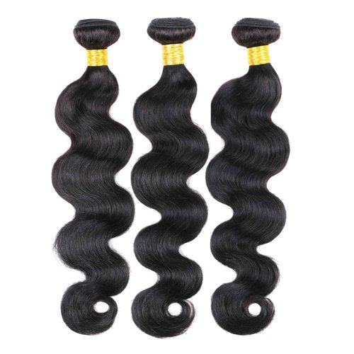 DaiMer Brazilian Body Wave Virgin Hair Weave 3 Bundles 18 20 22 inches Remy Body Wave Human Hair Extensions Unprocessed Hair Weft Natural Black Can be Dyed