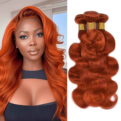 Biliisyff Ginger Bundles Color 350 Body Wave Human Hair 8A Grade Color 350 Orange 16 18 20 Inch Brazilian Grade 8A Virgin Hair Extensions Orange Body Wave Bundle