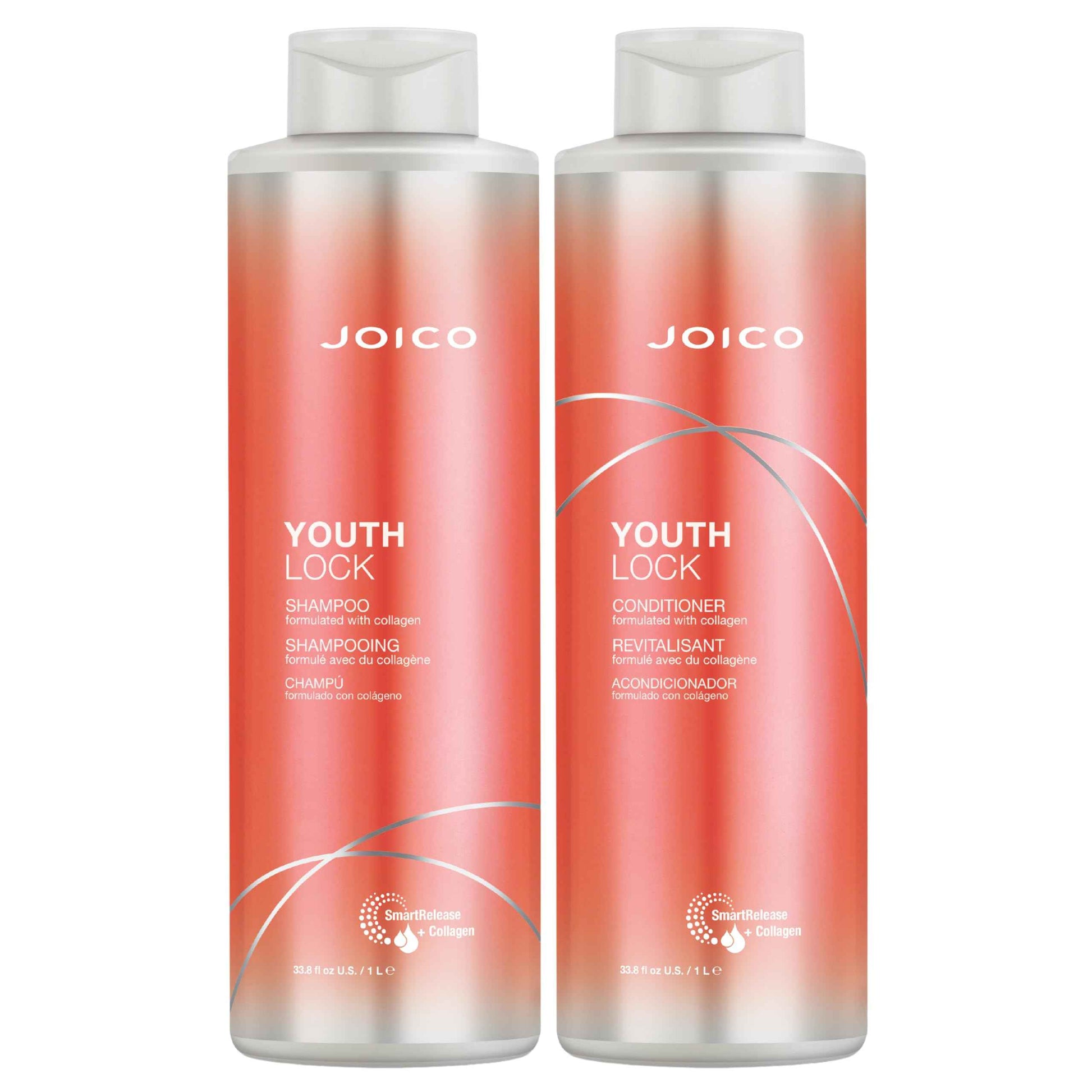 Joico YouthLock Shampoo and Conditioner Formulated With Collagen | Youthful Body & Bounce | Reduce Breakage & Frizz | Soften & Detangle Hair | Boost Shine | Sulfate Free | With Arginine