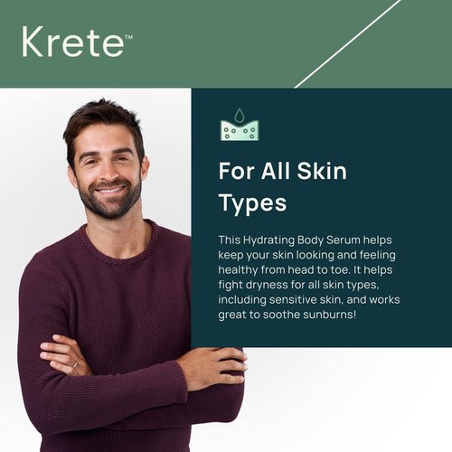KRETE Hydrating Body Serum for Men - Moisturize, Smooth, Hydrate & Strengthen Your Skin In 30-Seconds, Oil-Free, All Skin Types, with Tripeptide-29 & Hyaluronic Acid