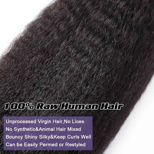 Brazilian Kinky Straight Bundles Human Hair(18 20 22 Inch)12A 100% Unprocessed Brazilian Virgin Human Hair Yaki Straight 3 Bundles Quick Weave for Black Women Natural Color
