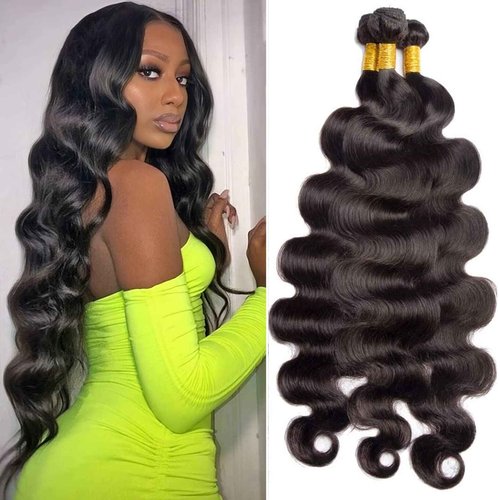 Releek 12A Body Wave Bundles Human Hair 22 24 26 Inch 3 Bundles Human Hair Bundles Brazilian Body Wave 100% Unprocessed Virgin Weave Bundles Human Hair Natural Black Color