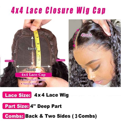 Jasperel Deep Wave Lace Front Wigs Human Hair 4x4 Hd Lace Closure Wigs for Black Women 24 inch Glueless Deep Curly Wet and Wavy Wig Pre Plucked Bleach Knots with Baby Hair Natural Color