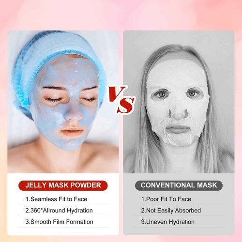 Jelly Masks For Facials Professional, hydrojelly Mask SkinCare Spa Face Mask Gel Powder Hydrating & Deeply Purifying hydrojelly Mask Spa Set, (Hyaluronic Acid, Bulgarian Rose, 24K, Tea Tree, VC)