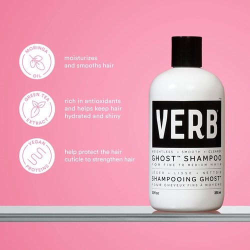VERB Ghost Shampoo & Conditioner Duo Set, 12 fl oz + VERB Ghost Heat Defense Spray, 5.5 oz – Weightless Heat Protection + Shine – for Fine to Medium Hair