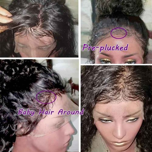 JYZ Burmese Curly Hair Lace Front Wigs Human Hair 180% Density Pre Plucked Bleached Knots with Baby Hair 13X4 HD Lace Brazilian Wet Raw Human Hair Wigs 10 Inch Free Part Natural Color