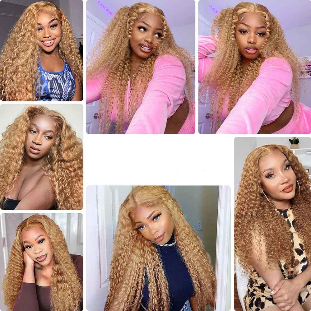 26 28 30 Inch Color 27 Bundles Human Hair Honey Blonde Curly Bundles Human Hair Brazilian Unprocessed Virgin Hair 3 Bundles Color 27 Kinky Curly Bundles Human Hair