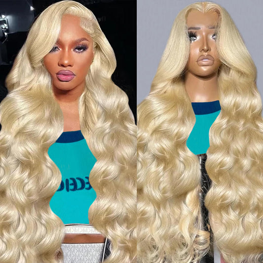 26 Inch Blonde Wig Human Hair 613 13x6 Lace Front Wig Human Hair Pre Plucked 180% Density Body Wave Transparent Lace Frontal Glueless Wigs Human Hair