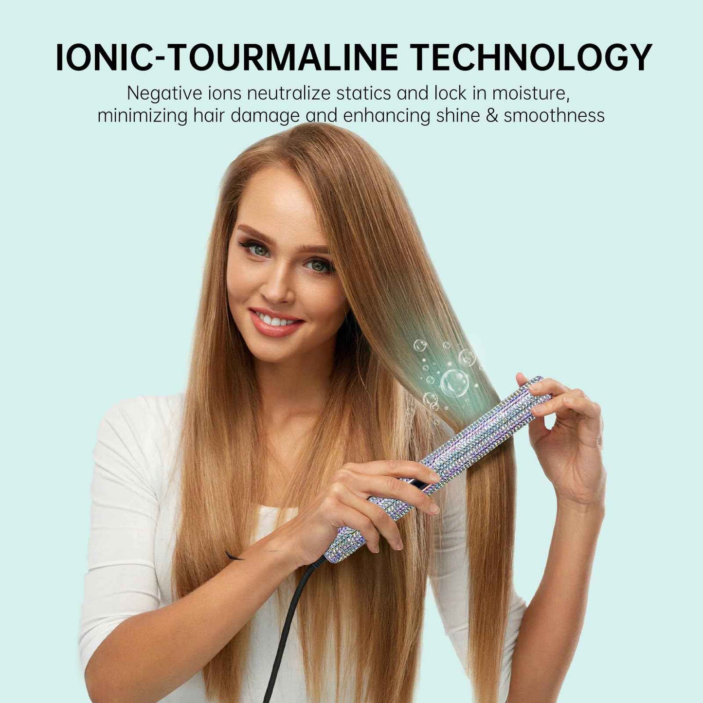 Pro Flat Iron, 2-in-1 Hair Straightener & Curler, Professional Titanium Hair Straightening Curling Wand, Fast Heating, Salon-Grade Effect, 122-500F Adjustable Temp, LED Display, UL Certified