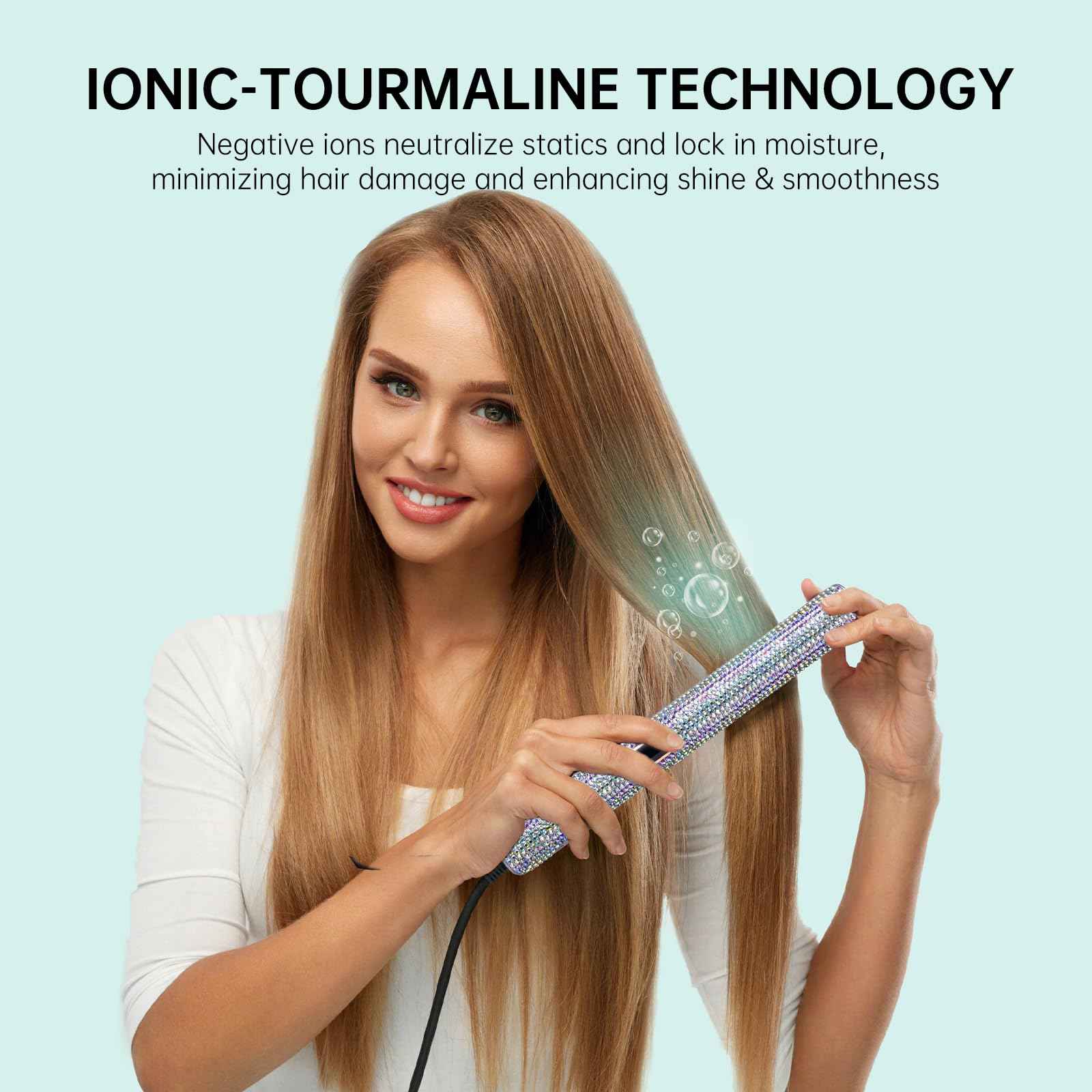 Pro Flat Iron, 2-in-1 Hair Straightener & Curler, Professional Titanium Hair Straightening Curling Wand, Fast Heating, Salon-Grade Effect, 122-500F Adjustable Temp, LED Display, UL Certified