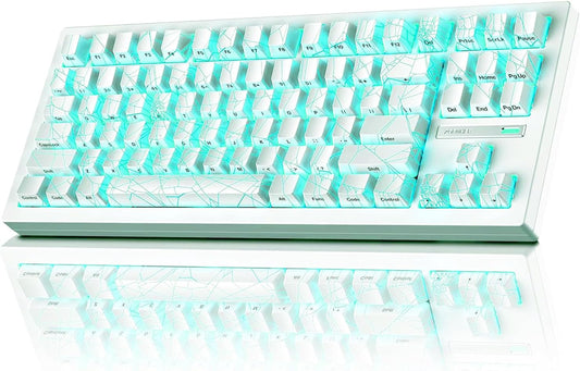 ZORNHER ZH870 Wireless Mechanical Gaming Keyboard,80% White Custom Creamy Sound Keyboard with Lighted Up IMD PBT Keycaps,Pre-lubed Linear Switches,Hot-Swappable,RGB Backlit,2.4GHz/USB-C/BT5.0