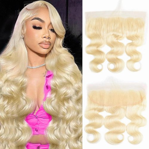 613 Hd Frontal 13X4 Lace Closure Human Hair Blonde Frontal Closure 12A Grade Brazilian Virgin Human Hair for Women Pre Plucked Bleached Knots 22 Inch