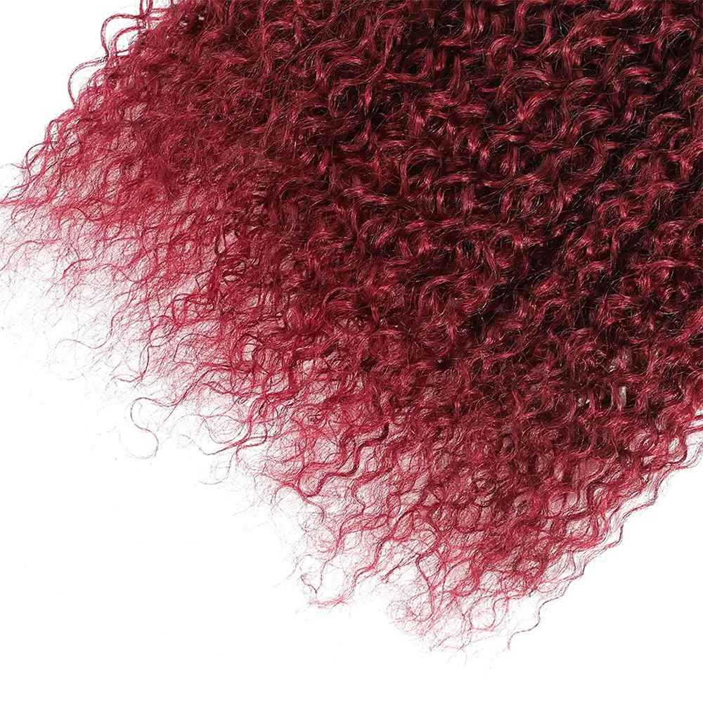 28 30 32 inch 99J Bundles Human Hair Burgundy Kinky Curly 3 Bundles 8A Brazilian Virgin Hair Extensions 99J Kinky Curly Bundle Red Color