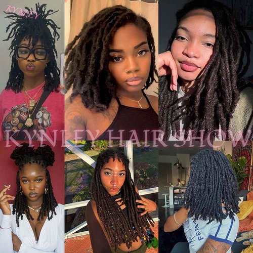 0.4cm & 0.6cm Width, 4-14 Inches10, 30, 60, 100 Strands Options 100% Real Human Hair Dreadlock Extensions for Men/Women/Kids, Handmade Permanent Loc Extension Bundles (0.4cm, 14inches, 30Strands)