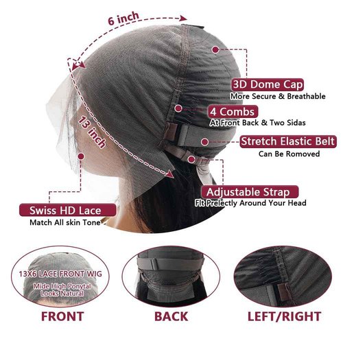 denacfi 250 Density 13x6 Full Lace Frontal Wigs Human Hair Straight Lace Front Wigs 12A Brazilian Virgin Human Hair Wigs for Women Glueless Wigs Pre Plucked 20 Inch