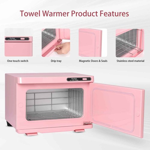 Niuadage Hot Towel Warmer Cabinet 8L, Facial & Spa Towel Warmer Auto Reheat, Perfect for Estheticians - Pink