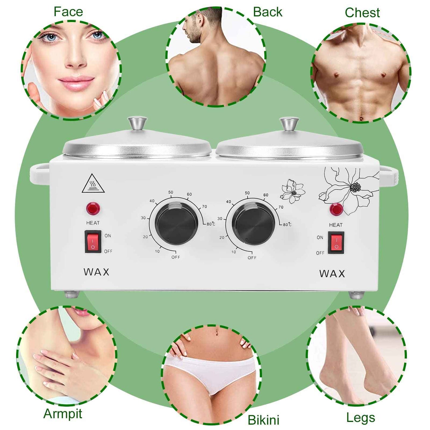 Panghuhu88 Panghuhu88 Double Professional Wax Warmer Pot,Dual Parrafin Waxing Machine, SPA Equipment Adjustable Temperature, Facial Skin Hair Removal Tool Set