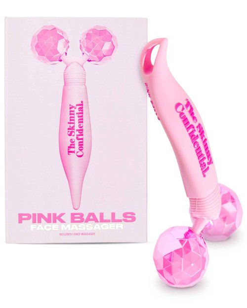The Skinny Confidential Face Roller - Pink Balls Eye & Facial Roller Massager - Face Massage Tools Skincare for Wrinkles & Fine Lines, Sculpt, Contour, Tighten & De-Puff Skin
