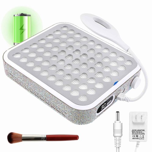 ANGNYA Nail Dust Collector with Lamp,Vacuum Fan Rechargeable Dust Collector with Dust Brush Powerful Brushless Dust Collector for Acrylic Gel Nail Polishing, Perfect for Salon Home Use