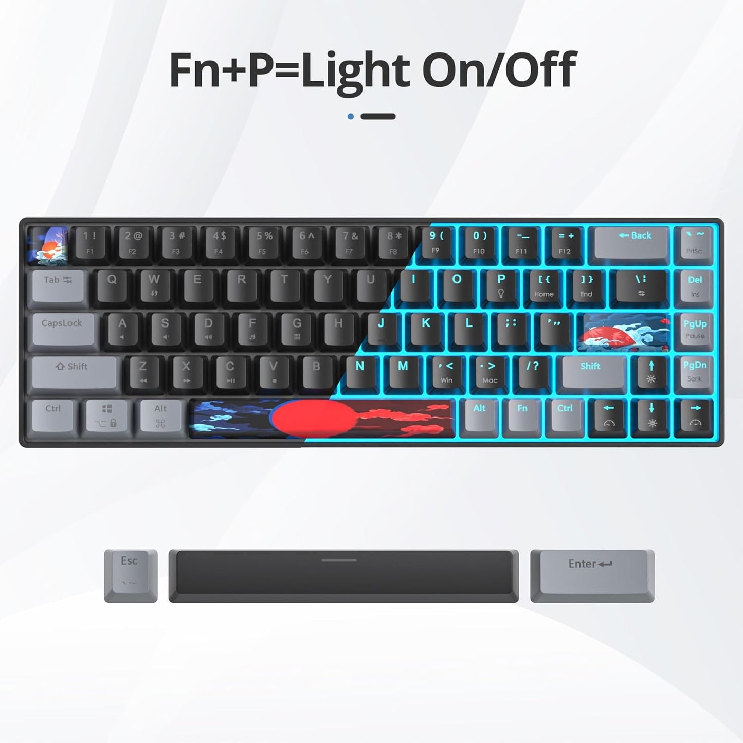 60 Percent Gaming Keyboard 61 Keys Wired Mechanical Keyboard Ultra Compact Key Board Red Switch LED Backlit for Windows Laptop Gamer