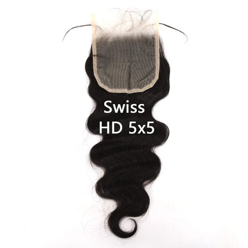 BTWTRY HD 5x5 Lace Closure Body Wave Pre Plucked Natural Hairline with Baby Hair Swiss Lace Closure Brazilian Virgin Human Hair Lightly Bleached Knots (18inch, Body Wave)