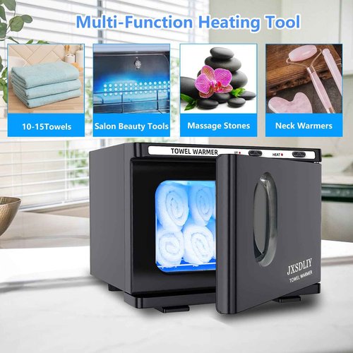 JXSDLIY Personal 8L Small Hot Towel Warmer for Salon Beauty Bathroom Hot Towel Cabinet 2-in-1 Home Spa Towel Warmer for Facials, Upgrade Fast Heating Towel Heater Towel Steamer (8L, Black)