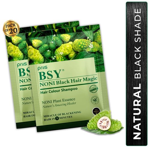 SAVE! 20x 20g. BSY NONI BLACK HAIR COLOR Organic Natural Hair Dye (Black) Covers Grey Hairs (No PPD para-phenylenediamine) by BSY