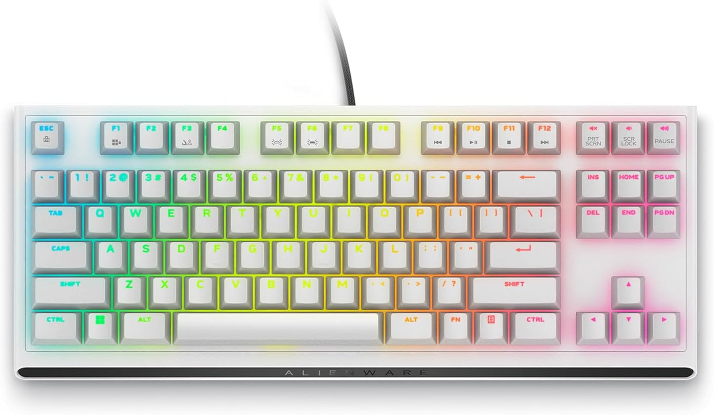 Alienware Low-Profile RGB Gaming Keyboard AW510K, AlienFx Per Key RGB LED Color Backlighting, Media CONTROLS & USB Passthrough, Cherry MX Low Profile Red Switches