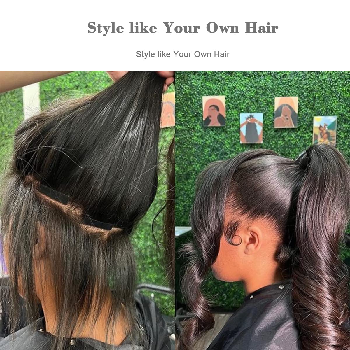 MY SHINY WIGS Kinky Straight Tape In Hair Extensions Human Hair Black Women Natural Black 40 Pcs 100g/Pack Seamless Skin Weft Real Human Hair Tape in Extensions 20 Inch